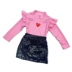 Día de San Valentín 2024 Ropa de bebé ostentosa con lentejuelas Falda para niñas pequeñas y Top Vestidos Para Ninas De 2 A 12 Ropa Para Ninos