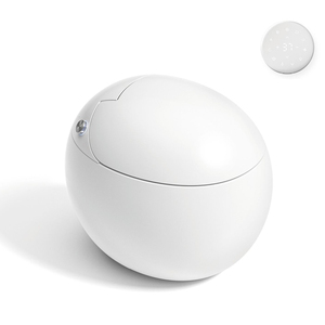 WC intelligent monobloc moderne de haute qualité en céramique, avec bidet intégré, à sortie horizontale et design œuf rond - Product Image 1