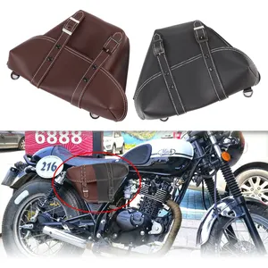 1 cặp xe máy bên yên Túi PU da cổ điển xe máy công cụ saddlebag cho phổ Cafe racer HONDA CB tùy chỉnh japstyle