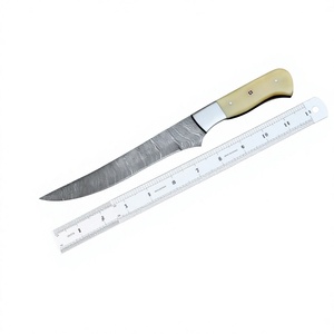 Cuchillo de filetear profesional de acero de Damasco de grado industrial para camping al aire libre con mango de hueso, personalizable OEM - Product Image 1