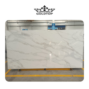 Goldtop 7002 Calacatta Crema PD แผ่นควอตซ์พิมพ์ลายทันสมัยพื้นผิวหินหรูหราสำหรับเคาน์เตอร์ครัวโรงแรมการตกแต่งผนัง - Product Image 1