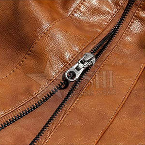 แจ็กเก็ตหนังสีน้ำตาลทรงสลิมฟิตสำหรับผู้ชายดีไซน์แฟชั่นแนวสตรีทสำหรับฤดูหนาว - Product Image 6