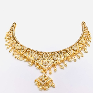 ชุดเครื่องประดับสร้อยคอชุบทองแบบดั้งเดิมพร้อมต่างหูสำหรับงานแต่งงานแบบชาติพันธุ์ของผู้หญิงวัสดุทองเหลืองสินค้าจำนวนมาก - Product Image 3