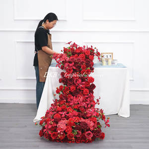 Vendita calda decorazione di nozze corridore fiore 2 metri di seta rossa fiore rosa corridore scala - Product Image 4