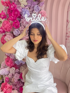 Enterrement de vie de jeune fille <span class=keywords><strong>bandeau</strong></span> décorations blanc casque mariée faveurs lueur dans le noir <span class=keywords><strong>LED</strong></span> néon mariée <span class=keywords><strong>bandeau</strong></span> - Product Image 3