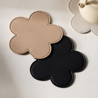 Sous-verre personnalisé en cuir PU de style nordique en forme de fleur, résistant à la chaleur, antidérapant, pour la décoration de table