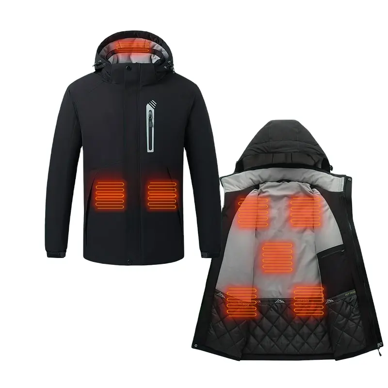 Jaqueta térmica corta-vento para inverno, casacos aquecidos elétrico slim fit com revestimento quente para o inverno