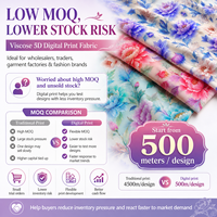 Tissu en viscose 100% de poids moyen, imprimé floral numérique, challis en rayonne, doux et respirant, tissu pour robe d'été pour femmes