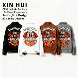 Chaqueta de Motociclista para Hombre, Invierno 2026, Logotipo Personalizado OEM, Lavado Oscuro, Bordado Frontal, Chaquetas Rock, Venta al por Mayor, Ropa Urbana de Alta Calidad - Product Image 4