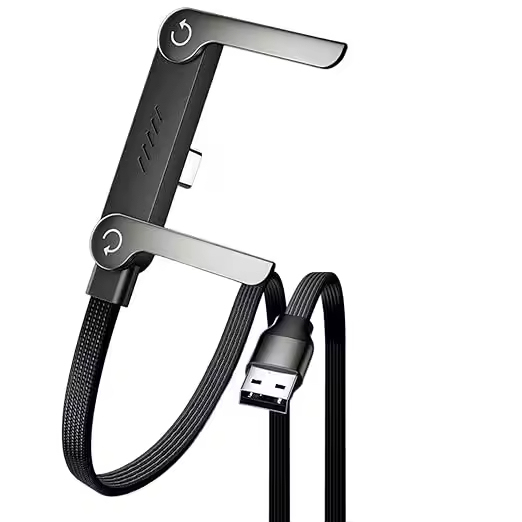 New Design 65W USB-C Cable Multi Charger Cord With With Built-in Foldable Phone Holder 90. Elbow Design Adjustable Stand