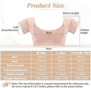 Chaleco reutilizable para mujer contra el sudor en las axilas, camiseta con almohadillas a prueba de sudor, ropa interior antisudor para mujer y niña, camiseta de manga corta para axilas - Product Image 5