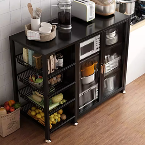 Practical FloorStanding Steel <strong>Kitchen</strong> <strong>Storage</strong> <strong>Unit</strong> with MultiStorey Oven Cabinet &amp; Pot Rack - Product Image 2