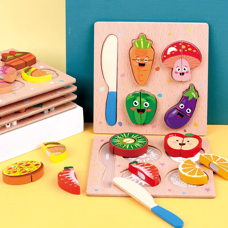 Wooden Kitchen Toys Cake Food animal DIY Pretend Play Fruit Cutting Toys for Children Plastic Educational Baby kids Gift YJN