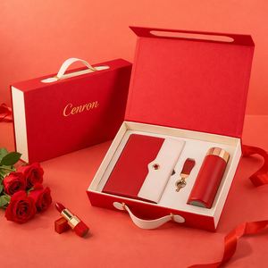 Luxury Promotional Paper Notebook UV Printing Vacuum Bottle Keychain Power Bank Gift <b>Box</b> Set Personalized Graduation Father's CL - Product Image 4