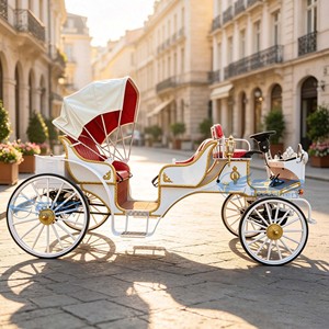 Chinese Factory Direct Supply White Electric Sightseeing Horse Carriage Red Seat Custom Patterns & Colors CE Certified - Product Image 1