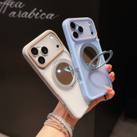 Cermin Rias Matte Mirror dengan Bracket Magnetik Putar 360 Derajat, Cocok untuk iPhone 18PM