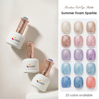 Vente en gros de vernis à ongles en gel UV LED scintillant en mousse pour l'été, 25 couleurs, 15 ml, paillettes de diamant haute densité, DIY, salon de manucure