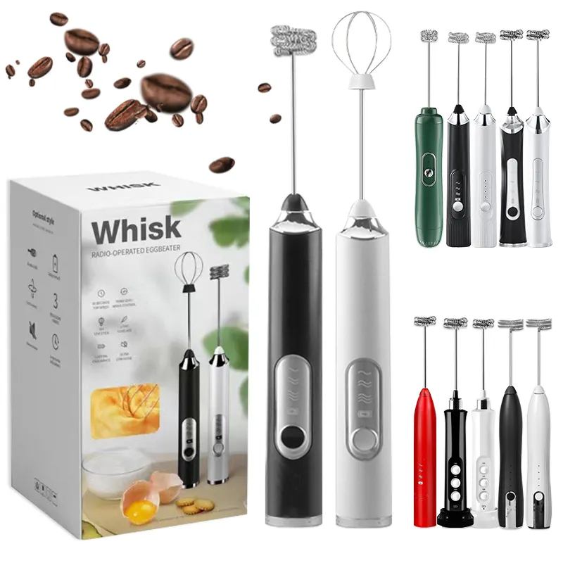 Electric milk frother custom portable hand mixer foam lattes coffee handheld usb rechargeable automatic milk frother with stand