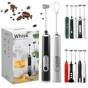 Electric Milk Frother Custom Portable Hand Mixer Foam Lattes Coffee Handheld Usb Rechargeable Automatic Milk Frother With Stand
