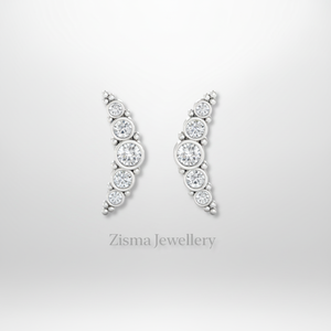 Pendientes de tuerca de diamante curvo al por mayor Ajuste de bisel de oro de 14K Diamantes cultivados en laboratorio certificados Espárragos de labret con rosca interna - Product Image 1