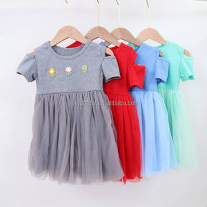 Robe en coton pour filles YiYing en gros avec <span class=keywords><strong>jupe</strong></span> en <span class=keywords><strong>tulle</strong></span>, idéale pour le printemps et l'été - Product Image 2