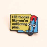 Divertido Pin de Esmalte Clippy, Pin de Solapa con Meme de 'Collecting Pins'