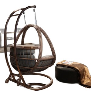 Кресло-качалка Congruishang: минималистичный дизайн, для улицы и дома, подвесное, в форме птичьего гнезда, из ротанга, одноместное/двухместное, для использования в помещении - Product Image 1