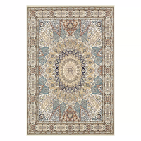 Tapis de luxe en fausse fourrure de cachemire doux avec motif floral médaillon vintage, antidérapant, lavable en machine, pour salon et chambre à coucher