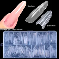 Lot de 180 formes à ongles réutilisables, 15 tailles, pour extensions d'ongles en acrylique et gel (cercueil, amande)