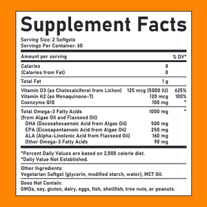 Gélules végétaliennes d'Oméga 3 (EPA, DHA, ALA) OEM/ODM pour la santé des yeux, des articulations, de l'immunité et la mémoire cognitive, enrichies en Vitamine E - Product Image 2