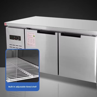 Plan de travail réfrigéré commercial en acier inoxydable, congélateur, comptoir réfrigérant, capacité 360L, modèle sous-comptoir argenté