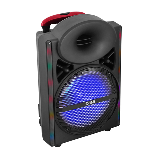 2006 Hot Sale High Power 12 Inch Multifunction Trolley Outdoor Karaoke Bluetooth Wireless Speaker with RGB Colorful LED Light