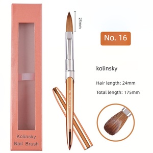 Pinceau à ongles professionnel en poils de Kolinsky 100% naturels, manche métallique, poils doux, personnalisable avec logo privé - Ovale pour nail art - Product Image 3