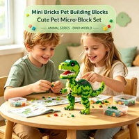 Juguete de Bloques de Construcción de Animales ABS Transfronterizo, Dinosaurio Tiranosaurio Rex, Educativo, Estimulante, de Micro-piezas, Unisex, 14+