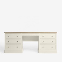 Table de maquillage de style minimaliste personnalisée, en bois massif peint en blanc, placage de chêne, console avec tiroir, coiffeuse avec étagère à bijoux