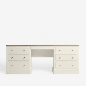 Table de maquillage de style minimaliste personnalisée, en bois massif peint en blanc, placage de chêne, console avec tiroir, coiffeuse avec étagère à bijoux - Product Image 4
