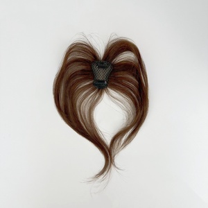 Topper in Pizzo 3D <span class=keywords><strong>con</strong></span> Base in Seta e Frangia, Copertura per la Parte Superiore della Testa, Parrucchino in Capelli Umani per Donne - Product Image 1