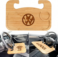 Plateau de volant double face en bambou, bureau pour ordinateur portable de voiture, plateau de nourriture pour voiture, plateau roulant pour fumer, accessoires en bambou, plateaux roulants en bois