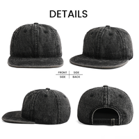 Gorra de Béisbol de Mezclilla Vintage con Visera Plana, 5 Paneles, Ajustable, con Cierre a Presión, Admite Logotipo Personalizado