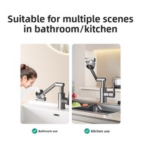 Robinet de lavabo pour salle de bain et cuisine, monocommande, bras mécanique, à poser sur comptoir, avec cartouche céramique, eau chaude/froide
