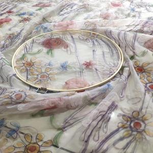 Robe brodée Organza dentelle fleur plat Mes dentelle nigériane broderie dentelle tissu à vendre - Product Image 3