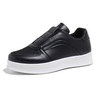 Chaussures de course élastiques antidérapantes pour hommes, style décontracté, rehaussantes, blanches, respirantes, en maille et cuir, confortables pour la marche