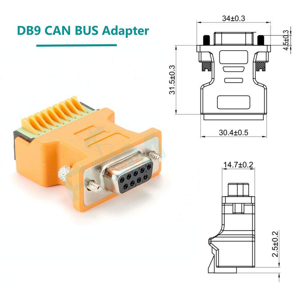 DB9 Female CAN Bus Adapter with 120 Ohm Resistor, D-Sub 9 Pin to ...