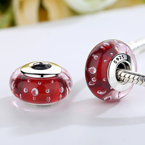 <span class=keywords><strong>BAMOER</strong></span> Factory 925 plata esterlina burbuja roja Murano cuentas de cristal encanto ajuste pulsera colgante mujer joyería accesorios SCZ027 - Product Image 2