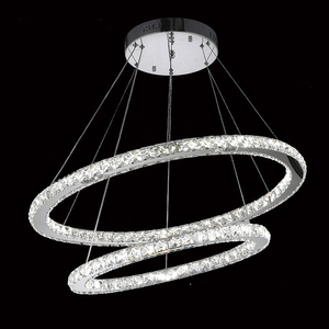 Zeal Lighting 2-Ring LED Crystal Popular Iron and Raindrop Glass <b>3</b>-<b>light</b> Hanging <b>Pendant</b> <b>Light</b> Chandelier - Product Image 4