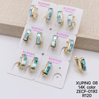 Joyería XUPING al por Mayor, Aros Pequeños de Moda con Circonita Cúbica Sintética Chapada en Oro de 14K y Piedras de Colores para Mujer