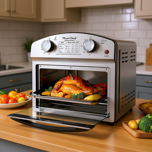 Freidora de Aire Plum Chef de 12 Litros, Acero Inoxidable, Control de Doble Perilla, 450°F, Temporizador de 60 Minutos, Uso Doméstico - Product Image 2