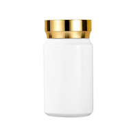 Récipient de capsule PET blanc personnalisé avec bouchon en or bouteille vide en plastique de supplément de vitamine pilule pour la médecine emballage de qualité