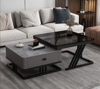 Table basse moderne minimaliste en pierre pour salon, avec rangement rétractable et design pliable, mobilier Salontafel, plateau en dalle de pierre OEM