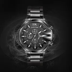 Iik Collection Datum Functionele Quartz Horloge Cool Black Big Gezicht Horloge Voor Mannen 1277